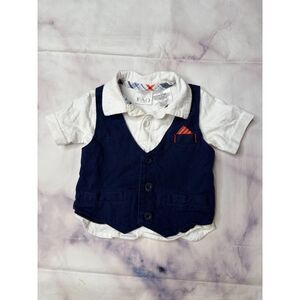 Fao Navy Vest With White Polo Shirt 6M